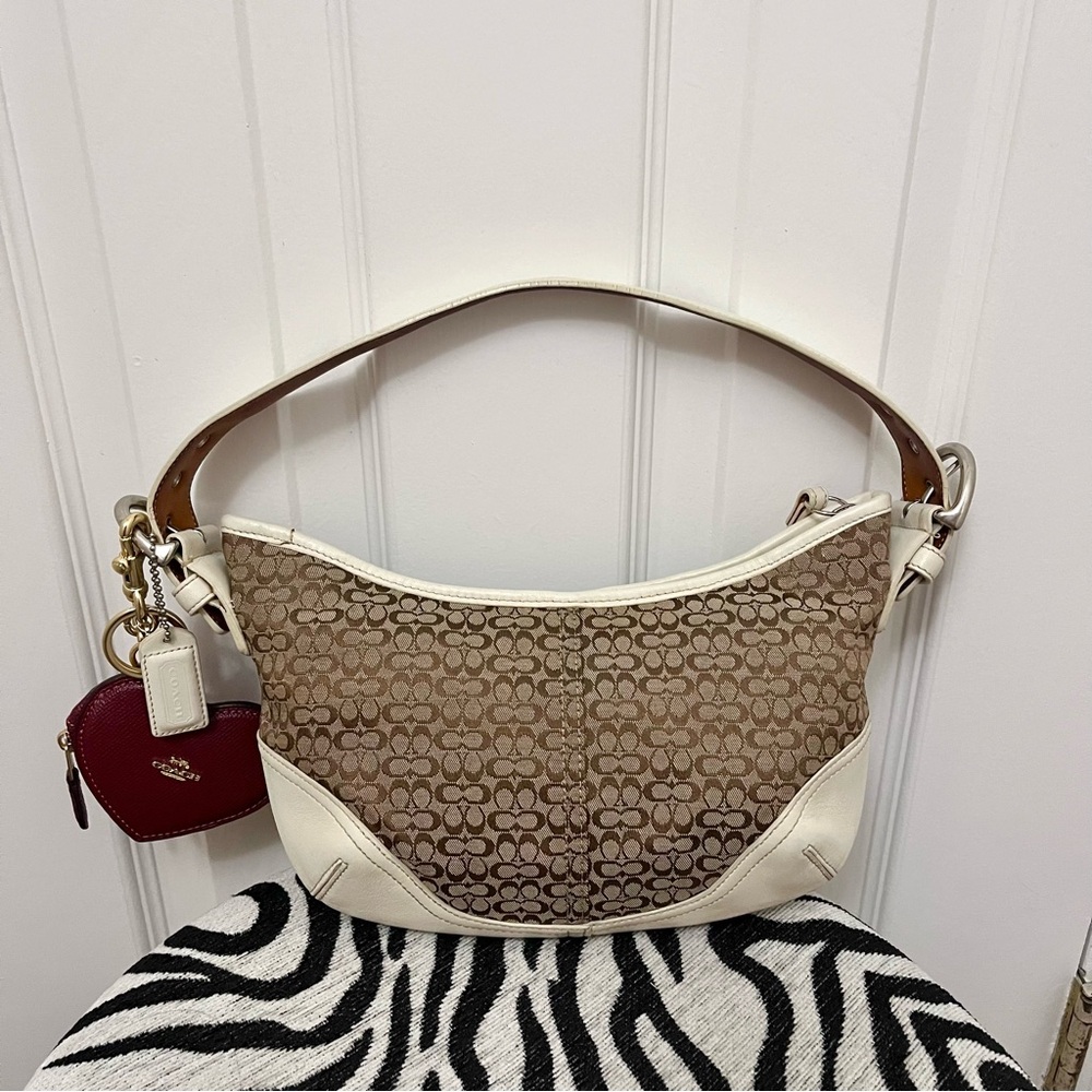 Vintage Coach SoHo Y2K Bag Monogram White Leather Purse Used Great Condition